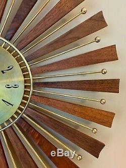 Seth Thomas Vintage Mid Century Modern Starburst Clock Quartz Movement