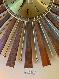 Seth Thomas Vintage Mid Century Modern Starburst Clock Quartz Movement