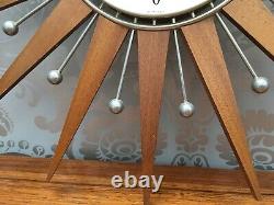 Seth Thomas Vintage Star burst /Sun burst Clock mid century teak 1960s retro