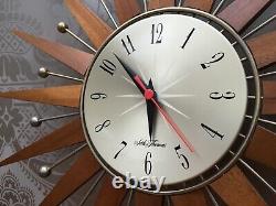 Seth Thomas Vintage Star burst /Sun burst Clock mid century teak 1960s retro