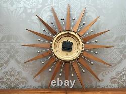 Seth Thomas Vintage Star burst /Sun burst Clock mid century teak 1960s retro