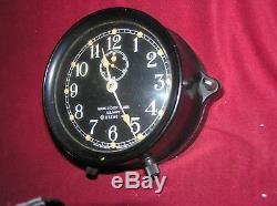 Seth Thomas WW11 Mark-1 Deck Clock U. S. Navy, 38406 1941, Keeps Time