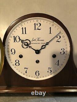 Seth Thomas Westminster Chime German Tambour Style Mantel Table Shelf Clock