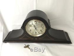 Seth Thomas Westminster Wood Mantel Clock & Key Antique Vtg Chime No 90 Mvmt 124