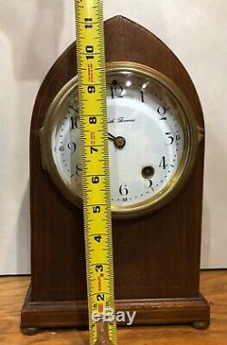 Seth Thomas Whitby Inlaid Mantel Table Shelf Clock Porcelain Dial Beehive
