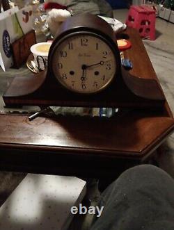 Seth Thomas With KEY Woodbury Westminster Chime Mahogany 1302 Mantel Clock WORKS