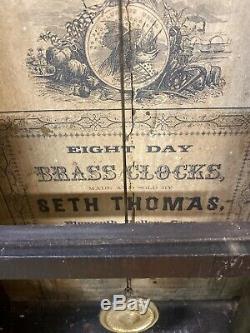 Seth Thomas c1850 Pillar Triple Window Weight Driven Shelf Mantle Clock