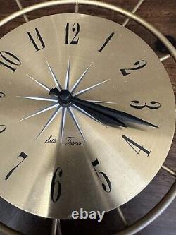 Seth thomas mcm electric wall clock ball and sunburst gold tone rare htf