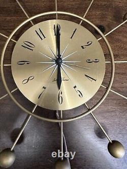 Seth thomas mcm electric wall clock ball and sunburst gold tone rare htf