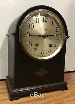 Small Seth Thomas Marquetry Inlaid Mantle Clock 120 Movement