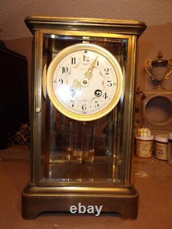 Tiffany & Co French Marti Porcelain Dial Crystal Regulator Clock- Runs Nice