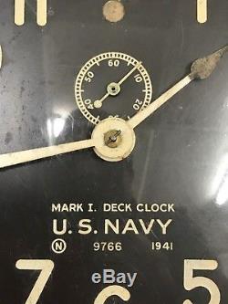 UK seller Rare US Navy Mark 1 deck Clock 1940 Ships Clock Seth Thomas movement