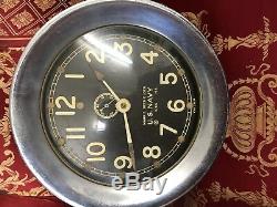 UK seller Rare US Navy Mark 1 deck Clock 1940 Ships Clock Seth Thomas movement