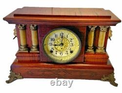 VINTAGE SETH THOMAS Earlier 1900 ADAMANTINE 4 PILLAR MANTEL CLOCK