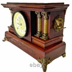 VINTAGE SETH THOMAS Earlier 1900 ADAMANTINE 4 PILLAR MANTEL CLOCK