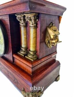 VINTAGE SETH THOMAS Earlier 1900 ADAMANTINE 4 PILLAR MANTEL CLOCK