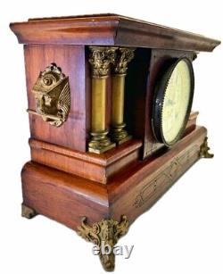 VINTAGE SETH THOMAS Earlier 1900 ADAMANTINE 4 PILLAR MANTEL CLOCK