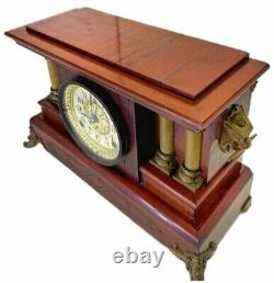 VINTAGE SETH THOMAS Earlier 1900 ADAMANTINE 4 PILLAR MANTEL CLOCK