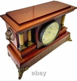 VINTAGE SETH THOMAS Earlier 1900 ADAMANTINE 4 PILLAR MANTEL CLOCK