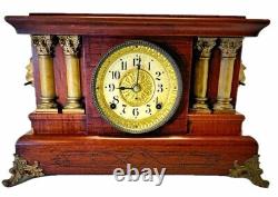 VINTAGE SETH THOMAS Earlier 1900 ADAMANTINE 4 PILLAR MANTEL CLOCK