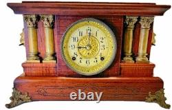 VINTAGE SETH THOMAS Earlier 1900 ADAMANTINE 4 PILLAR MANTEL CLOCK