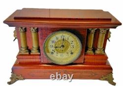 VINTAGE SETH THOMAS Earlier 1900 ADAMANTINE 4 PILLAR MANTEL CLOCK