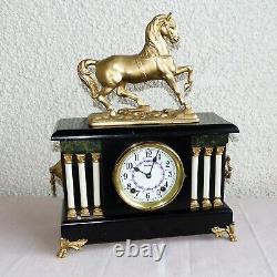 VINTAGE SETH THOMAS MANTLE CLOCK 6 PILLAR 8 DAY WithKEY WORKS