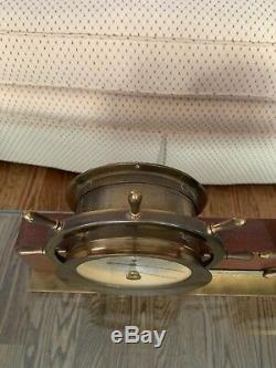 VINTAGE SETH THOMAS SHIPS BELL Striking MANTLE CLOCK & BAROMETER HELMSMAN