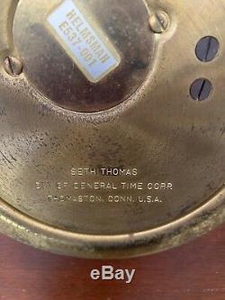 VINTAGE SETH THOMAS SHIPS BELL Striking MANTLE CLOCK & BAROMETER HELMSMAN