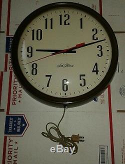 VTG SETH THOMAS 0610B 14 Manager Electric Wall Clock Bronze Convex Pre-1970 USA