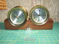 VTG SETH THOMAS BRASS BELLS SHIP CLOCK & Barometer Cat NO. 1004 CORSAIR E537- 000