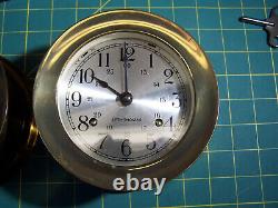 VTG SETH THOMAS BRASS BELLS SHIP CLOCK & Barometer Cat NO. 1004 CORSAIR E537- 000