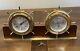 Vtg Seth Thomas Helmsman Brass Ship Clock & Barometer Wood Stand & Key #e537-001