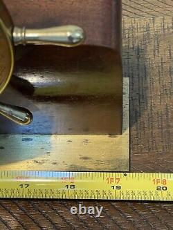 VTG Seth Thomas Helmsman Brass Ship Clock & Barometer Wood Stand & Key #E537-001