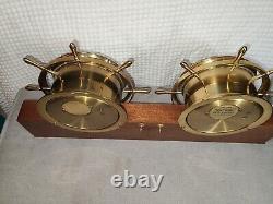 VTG Seth Thomas Helmsman Brass Ship Clock & Barometer Wood Stand & Key #E537-001