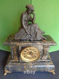 Victorian Seth Thomas Adamantine Mantle Clock. Stamped 7981i