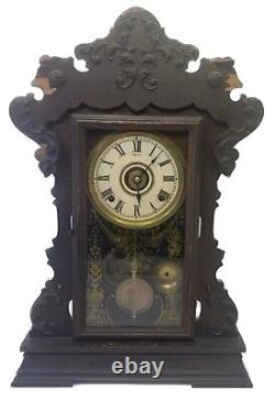 Vintage 1890s Seth Thomas Gingerbread Gong Clock With Half Hour Gong And Alarm