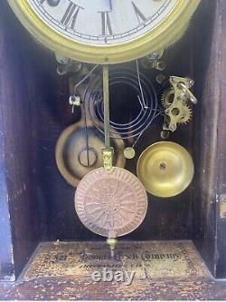 Vintage 1890s Seth Thomas Gingerbread Gong Clock With Half Hour Gong And Alarm