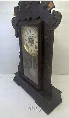 Vintage 1890s Seth Thomas Gingerbread Gong Clock With Half Hour Gong And Alarm