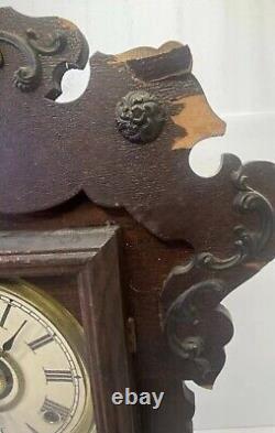 Vintage 1890s Seth Thomas Gingerbread Gong Clock With Half Hour Gong And Alarm