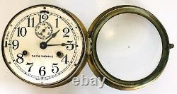 Vintage 1935 Seth Thomas Merrimac Brass Ship's Bell Porthole Clock Navy Maritime
