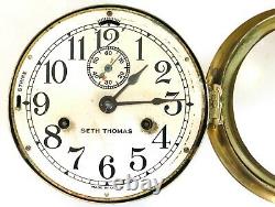 Vintage 1935 Seth Thomas Merrimac Brass Ship's Bell Porthole Clock Navy Maritime