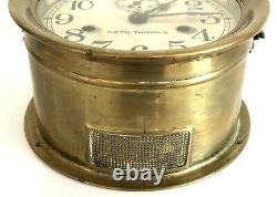 Vintage 1935 Seth Thomas Merrimac Brass Ship's Bell Porthole Clock Navy Maritime