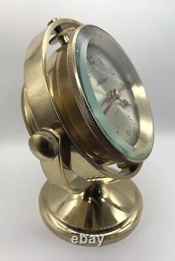 Vintage 1988 Seth Thomas Model No. 1044 Schooner Brass Swivel Desk Clock 7 3/4