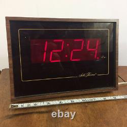 Vintage 70s 80s Large Digital Seth Thomas Mid Century Wood Grain Wall Clock