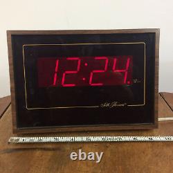 Vintage 70s 80s Large Digital Seth Thomas Mid Century Wood Grain Wall Clock