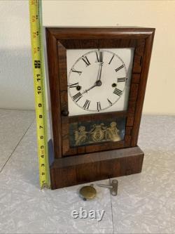 Vintage ANTIQUE SETH THOMAS COTTAGE 30 HR Cherub Glass Door MANTEL CLOCK