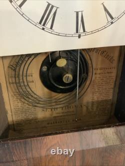 Vintage ANTIQUE SETH THOMAS COTTAGE 30 HR Cherub Glass Door MANTEL CLOCK