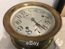 Vintage Antique Seth Thomas Brass Maritime Ships Clock With Key Made In USA