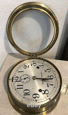 Vintage Antique Seth Thomas Brass Maritime Ships Clock With Key Made In USA